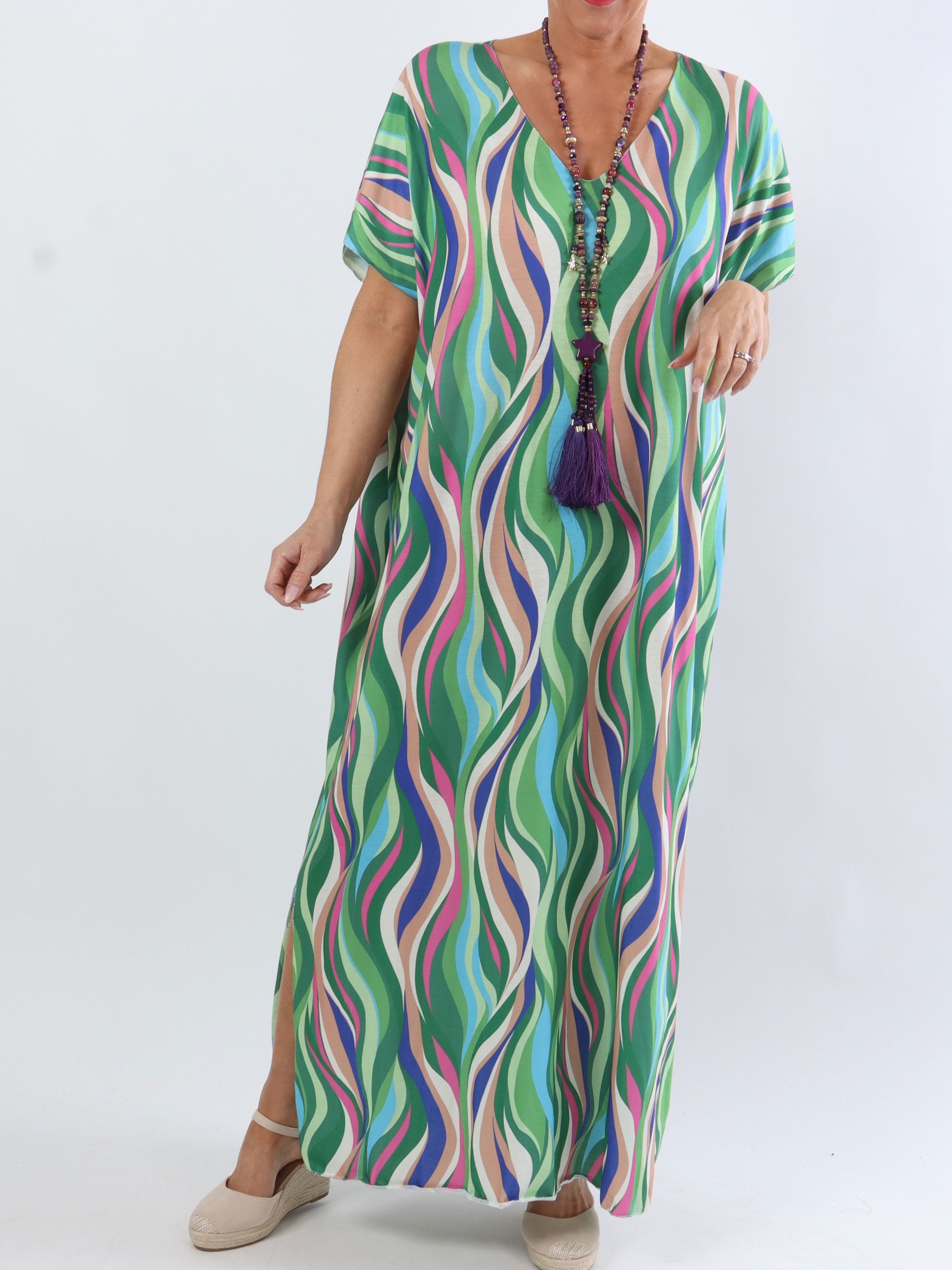 Kirsa long - Lång mjuk plus size i mångfärgat tyg